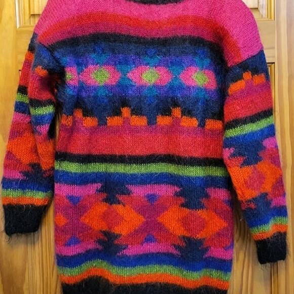 Vintage Hand-Knitted Colourful Geometric Sweater size large - Picture 1 of 9